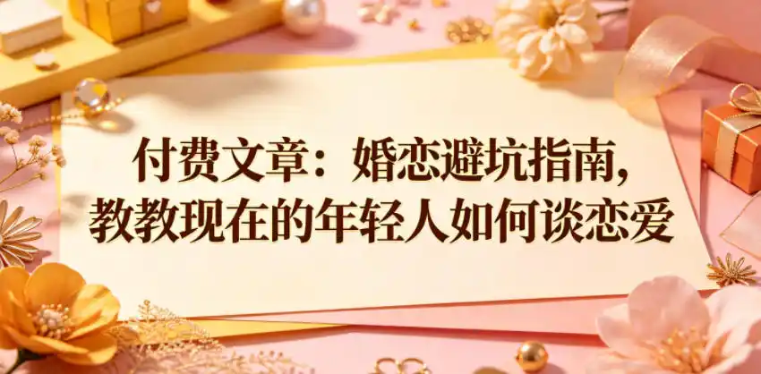 付费文章：婚恋避坑指南，教教现在的年轻人如何谈恋爱-汇课新知资源网