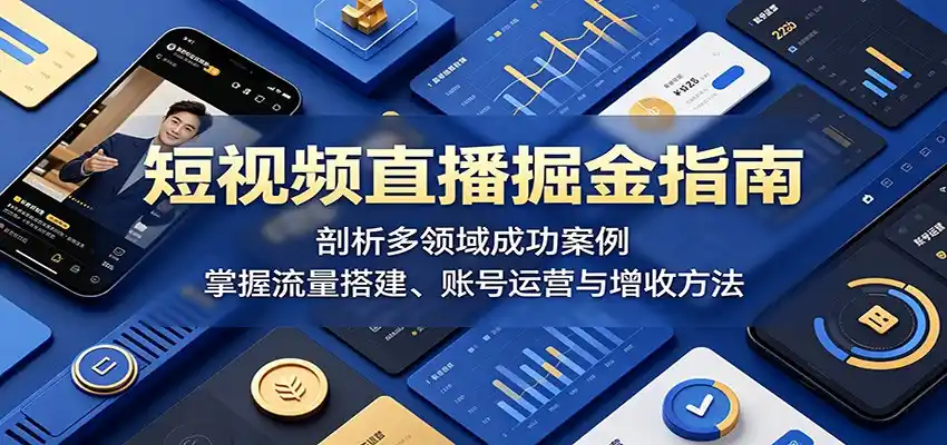 短视频直播掘金指南:剖析多领域成功案例,掌握流量搭建、账号运营与增收方法-汇课新知资源网