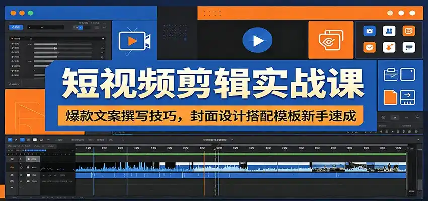 短视频剪辑实战课：爆款文案撰写技巧，封面设计搭配模板新手速成-汇课新知资源网