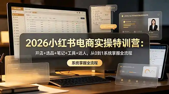 2026小红书电商实操特训营：开店+选品+笔记+工具+达人，从0到1系统掌握全流程-汇课新知资源网