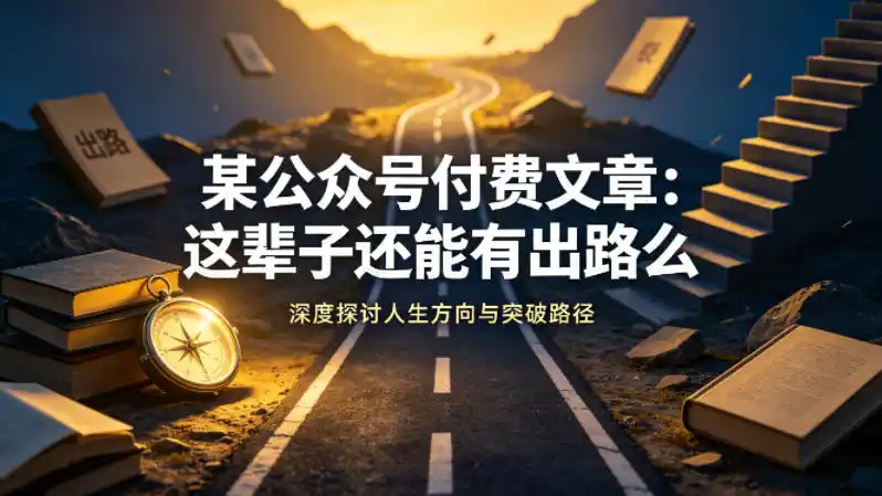 某公众号付费文章:这辈子还能有出路么-汇课新知资源网