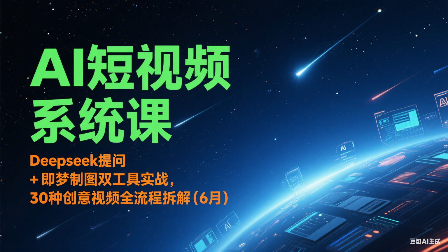 AI短视频系统课：Deepseek提问 + 即梦制图双工具实战，30种创意视频全流程拆解(6月)-汇课新知资源网