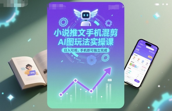 小说推文手机混剪AI图玩法实操课,日入可观,手机即可独立完成-汇课新知资源网
