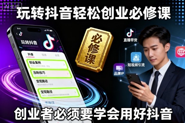 玩转抖音轻松创业必修课,创业者必须要学会用好抖音-汇课新知资源网
