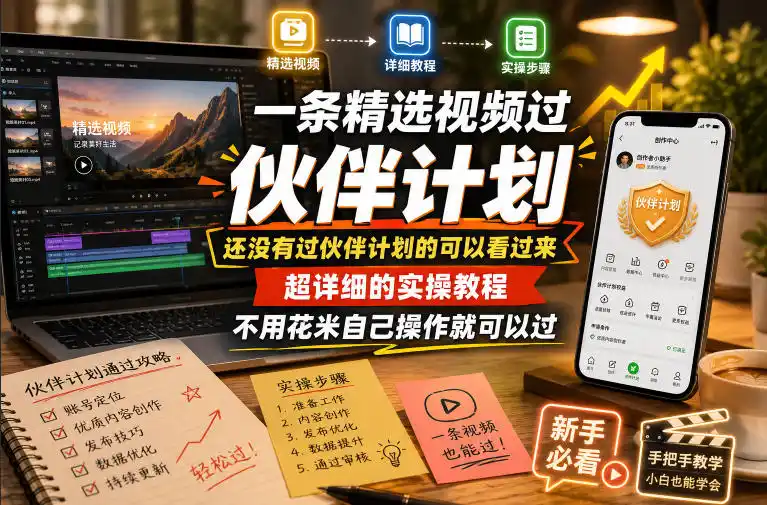 一条精选视频过伙伴计划，还没有过伙伴计划的可以看过来，超详细的实操教程，不用花米自己操作就可以过-汇课新知资源网