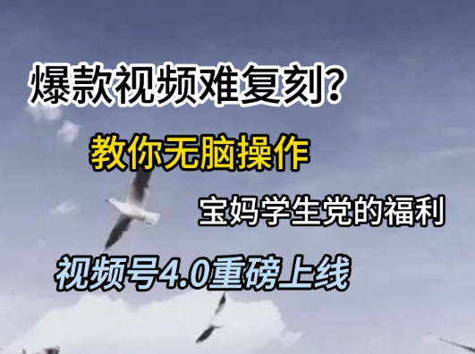 视频号4.0重磅上线，爆款视频难复刻？教你无脑操作宝妈学生党的福利【揭秘】-汇课新知资源网
