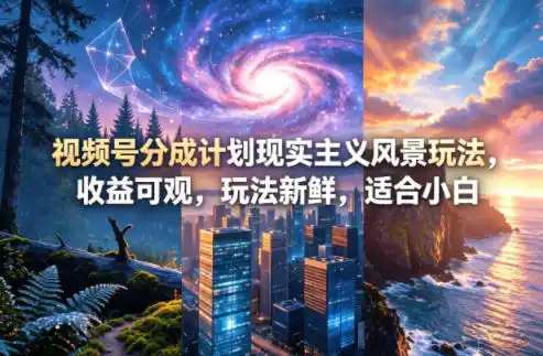 视频号分成计划现实主义风景玩法,收益可观,玩法新鲜,适合小白-汇课新知资源网