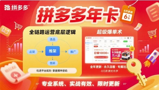 拼多多年卡【8月更新6节】拼多多全链路运营底层逻辑，超级爆单术-汇课新知资源网
