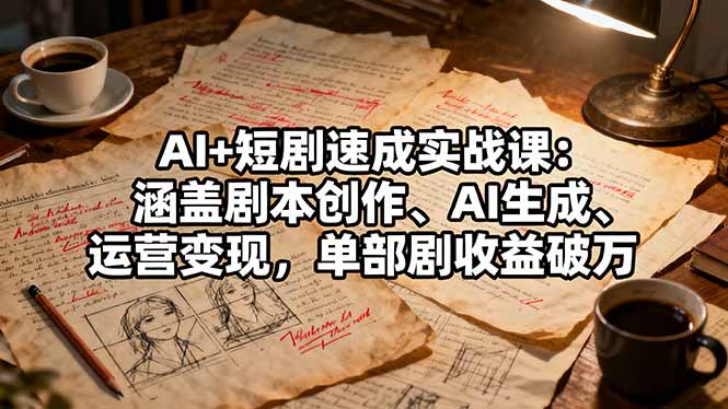 AI+短剧速成实战课:涵盖剧本创作、AI生成、运营变现,单部剧收益破万-汇课新知资源网