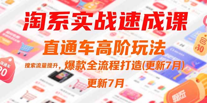 淘系实战速成课，直通车高阶玩法，搜索流量提升，爆款全流程打造(更新7月-汇课新知资源网