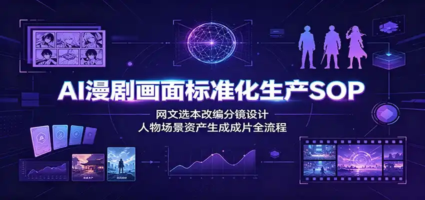 AI漫剧画面标准化生产SOP：网文选本改编分镜设计，人物场景资产生成成片全流程-汇课新知资源网