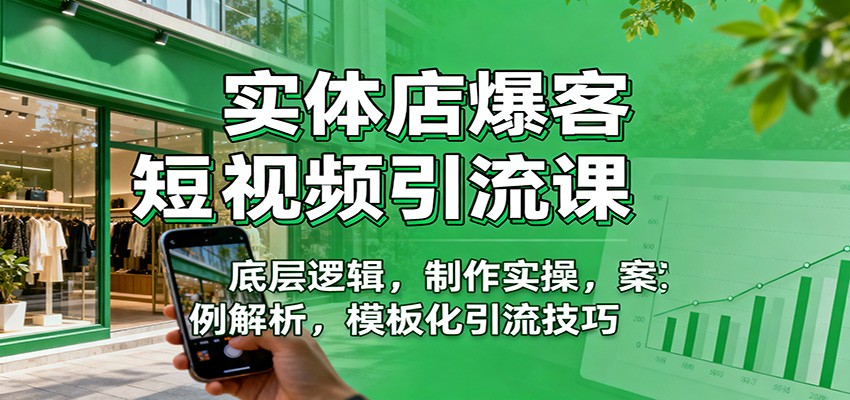 实体店爆客短视频引流课:底层逻辑,制作实操,案例解析,模板化引流技巧-汇课新知资源网