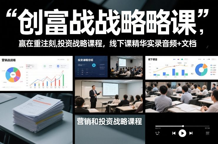 创富战略课,赢在重注时刻,营销和投资战略课程,线下课精华实录音频+文档-汇课新知资源网