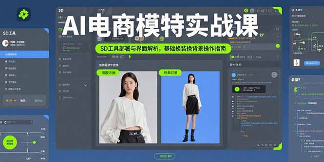 AI电商模特实战课，SD工具部署与界面解析，基础换装换背景操作指南-汇课新知资源网
