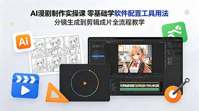 AI漫剧制作实操课 零基础学软件配置工具用法 分镜生成到剪辑成片全流程教学-汇课新知资源网