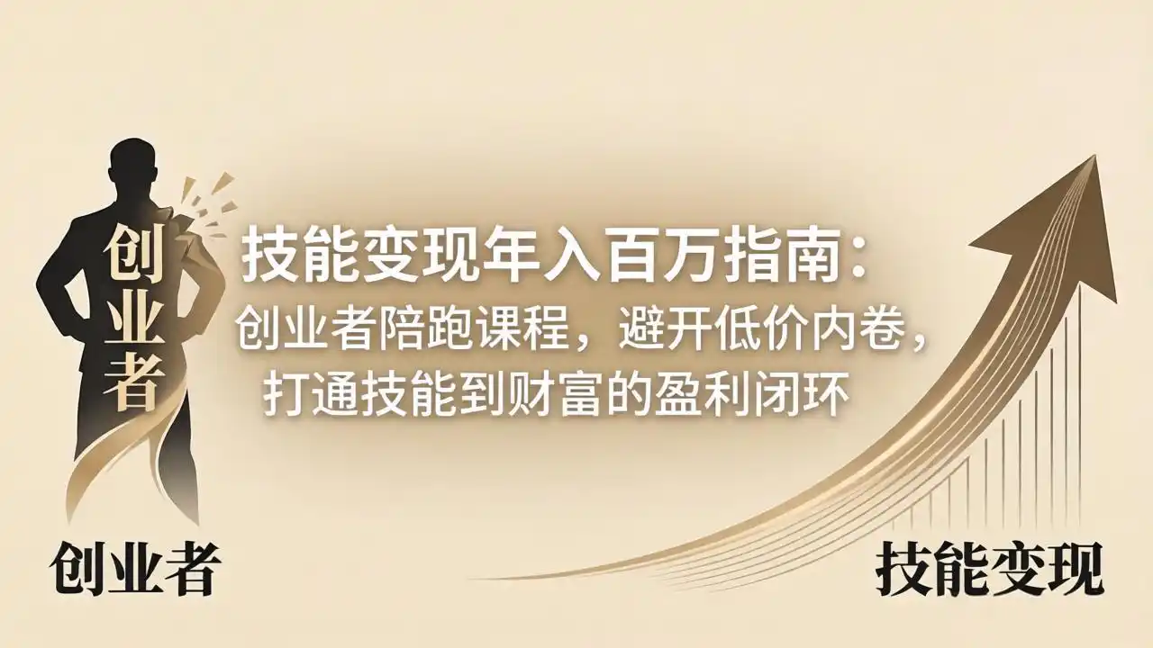 技能变现年入百万指南：创业者陪跑课程，避开低价内卷，打通技能到财富的盈利闭环-汇课新知资源网