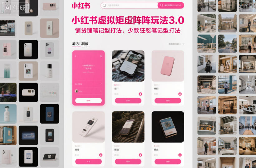 小红书虚拟矩阵玩法3.0,铺货铺笔记型打法,少款狂怼笔记型打法-汇课新知资源网
