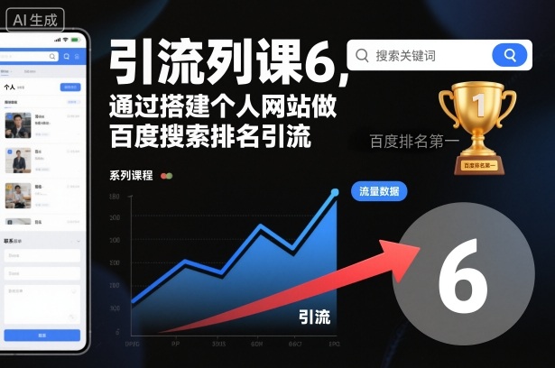 引流系列课6,通过搭建个人网站做百度搜索排名引流-汇课新知资源网