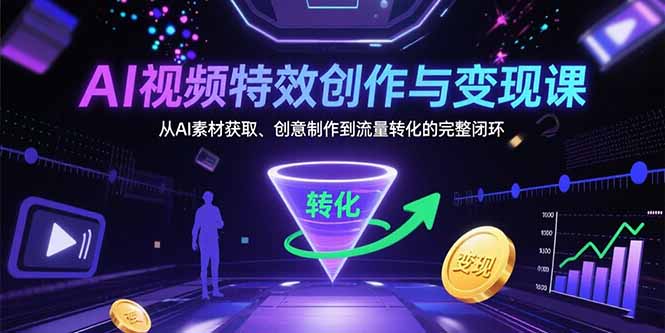 AI视频特效创作与变现课：从AI素材获取、创意制作到流量转化的完整闭环-汇课新知资源网