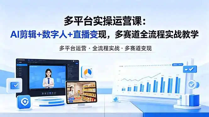 某团队多平台实操运营课-更新26年4月29：AI剪辑+数字人+直播变现，多赛道全流程实战教学-汇课新知资源网
