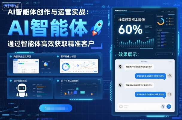 AI智能体创作与运营实战,实体门店通过智能体高效获取精准客户-汇课新知资源网