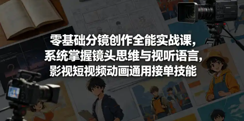 零基础分镜创作全能实战课，系统掌握镜头思维与视听语言，影视短视频动画通用接单技能-汇课新知资源网