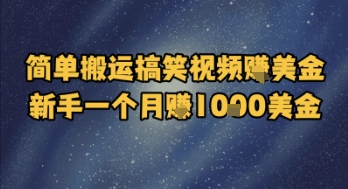 简单搬运搞笑视频挣美金，新手一个月入1k美金-汇课新知资源网