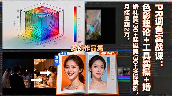 PR调色实战课:色彩理论+工具实操+婚礼医美/30+实操案例,月接单超2万-汇课新知资源网
