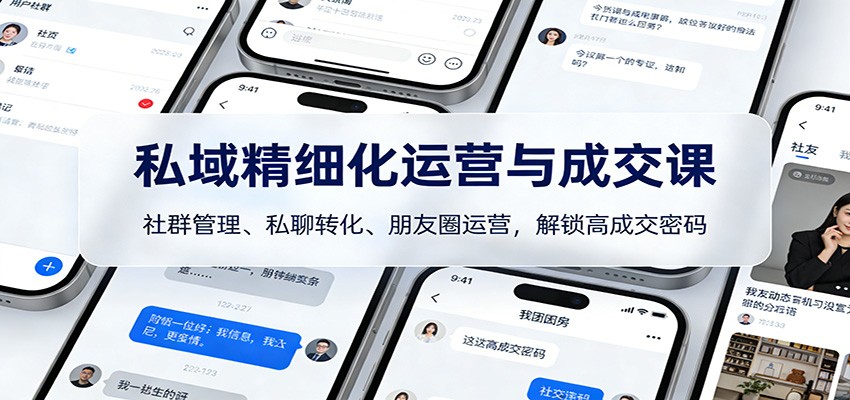 私域精细化运营与成交课:社群管理、私聊转化、朋友圈运营,解锁高成交密码-汇课新知资源网