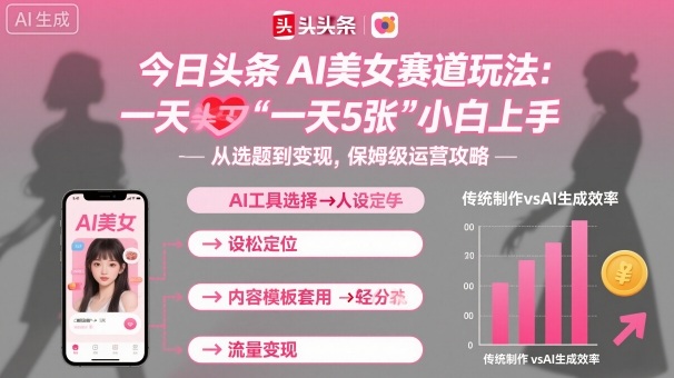 今日头条AI美女赛道玩法,一天轻松5张,小白轻松上手-汇课新知资源网