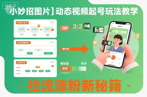 小妙招图片＋动态视频起号玩法教学，拉流涨粉新秘籍-汇课新知资源网