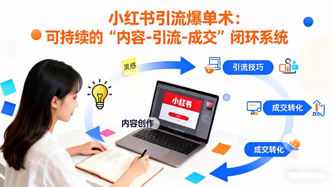 小红书引流爆单术:构建一套低成本 可持续的“内容-引流-成交”闭环系统-汇课新知资源网