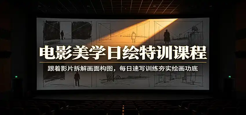 电影美学日绘特训课程:跟着影片拆解画面构图,每日速写训练夯实绘画功底-汇课新知资源网