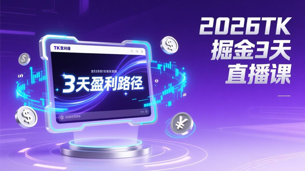 2026TK掘金直播课,起号涨粉+直播带货+商单变现+3天打通盈利路径,月入过万美金-汇课新知资源网
