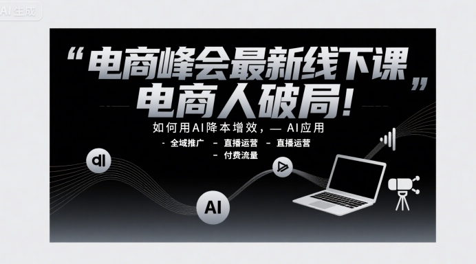 电商峰会最新线下课，电商人破局，如何用AI降本增效，AI应用-全域推广-直播运营-付费流量-汇课新知资源网