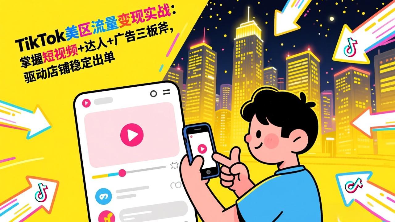 TikTok美区流量变现实战：掌握短视频+达人+广告三板斧，驱动店铺稳定出单-汇课新知资源网
