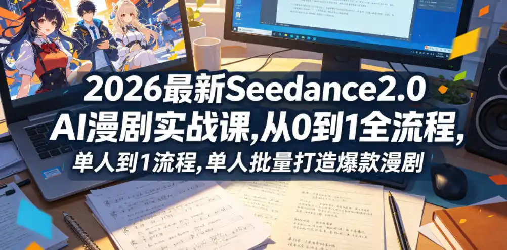 2026最新Seedance2.0 AI漫剧实战课,，从0到1全流程，单人批量打造爆款漫剧-汇课新知资源网