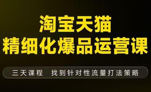 猫课子幽·淘宝天猫精细化爆品运营【音频+字幕+文档】(9月12-14杭州线下课)-汇课新知资源网
