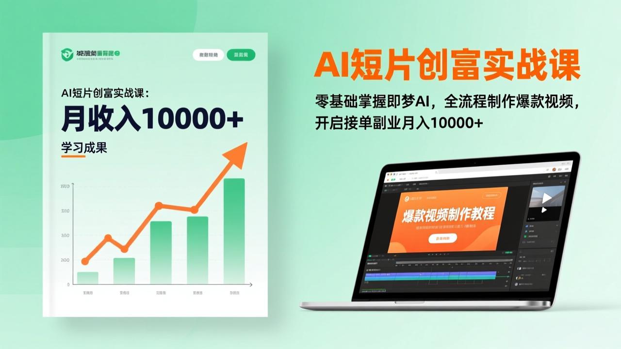 AI短片创富实战课:零基础掌握即梦AI,全流程制作爆款视频,开启接单副业月入10000+(更新-汇课新知资源网