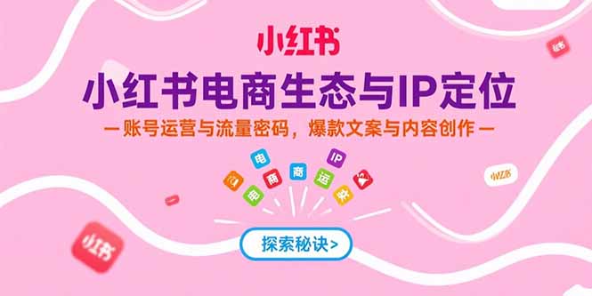 小红书电商生态与IP定位，账号运营与流量密码，爆款文案与内容创作-汇课新知资源网