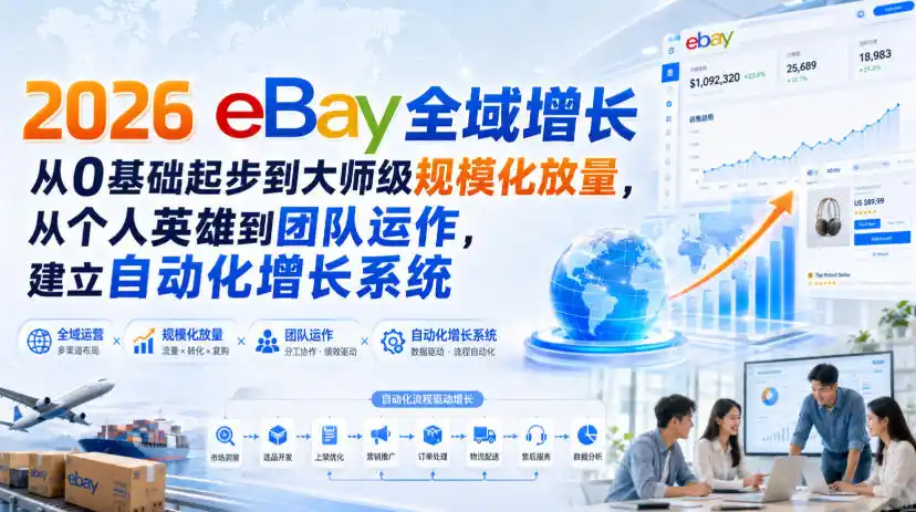 2026 eBay全域增长，从0基础起步到大师级规模化放量，从个人英雄到团队运作，建立自动化增长系统-汇课新知资源网