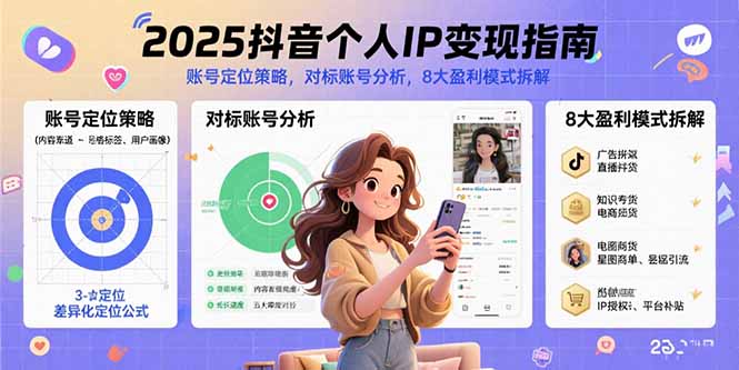2025抖音个人IP变现指南,账号定位策略,对标账号分析,8大盈利模式拆解-汇课新知资源网