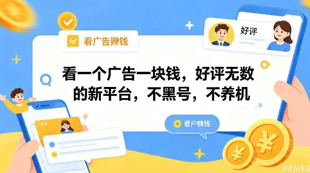 看一个广告一块钱，好评无数的新平台，不黑号，不养机，一撸几十块钱还是不错的【揭秘】-汇课新知资源网