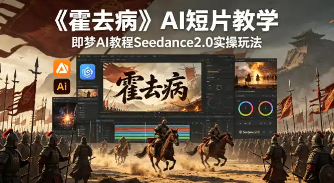 《霍去病》AI短片教学，即梦AI教程Seedance2.0实操玩法-汇课新知资源网