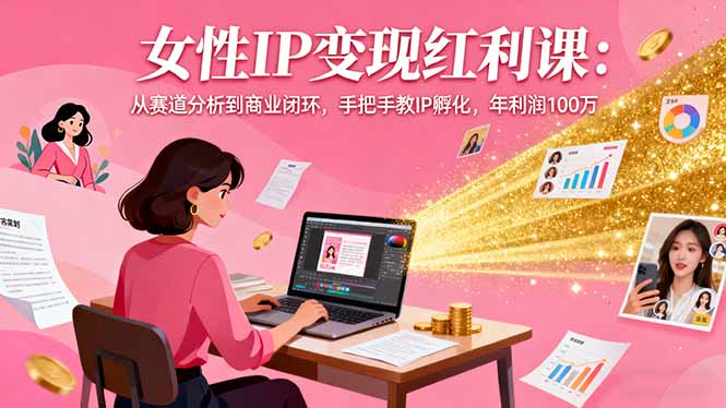 女性IP变现红利课:从赛道分析到商业闭环,手把手教IP孵化,年利润100万-汇课新知资源网