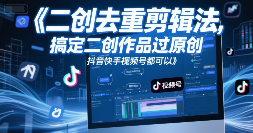 短视频二创去重剪辑法，搞定二创作品过原创，抖音快手视频号都可以-汇课新知资源网