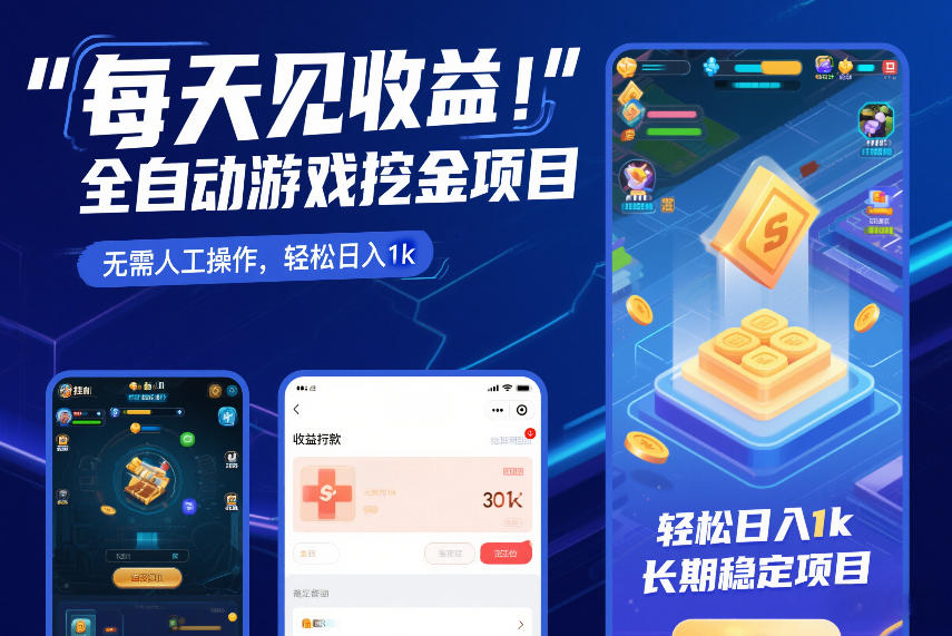 每天见收益，全自动游戏挖金项目，无需人工操作，轻松日入1k，长期稳定项目【揭秘】-汇课新知资源网