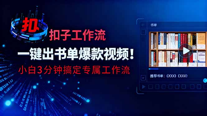 利用扣子工作流一键生成书单爆款视频,小白三分钟搞定专属工作流-汇课新知资源网