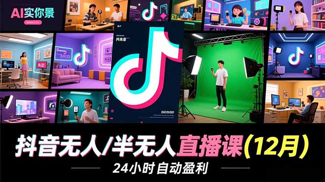 抖音无人/半无人直播课(12月-汇课新知资源网