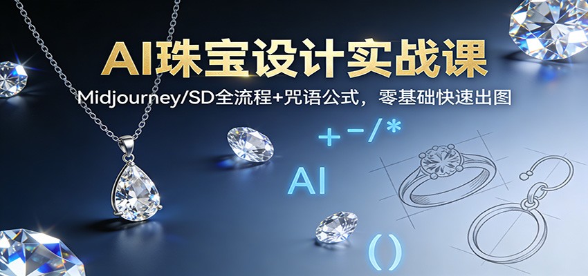 AI珠宝设计实战课：Midjourney/SD全流程+咒语公式，零基础快速出图-汇课新知资源网